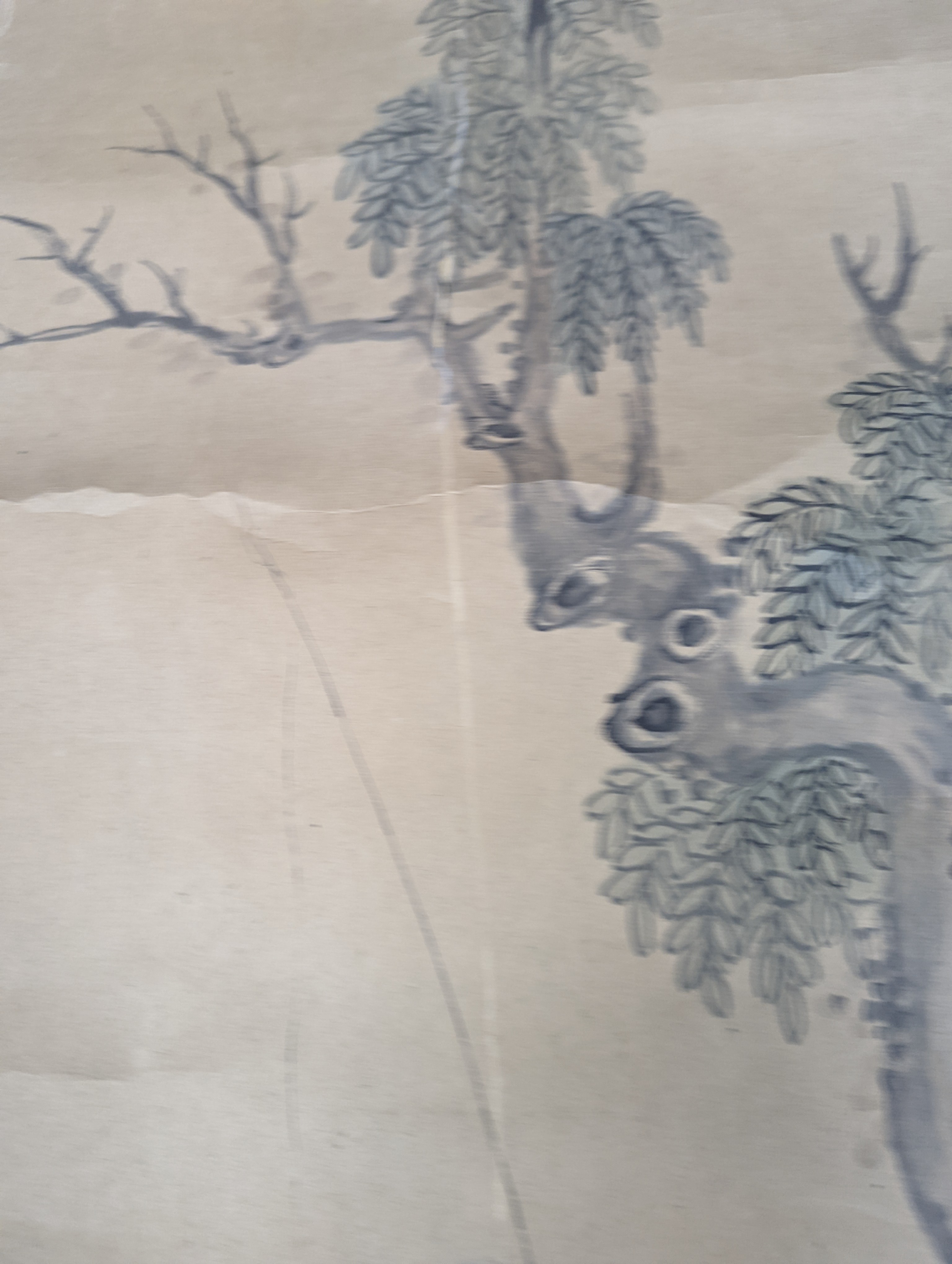 Two Chinese scrolls and a print, print 35 cms high x 11 cms wide